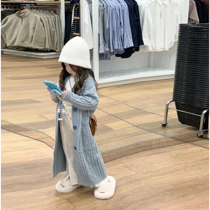 Children’s Clothing Outerwear Kids Coat Jacket Autumn Winter New Style Girls Mid-length Long Sweater Jacket Leggings Pants